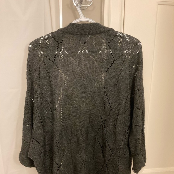 Open Front Dark Grey Knit Cardigan - Picture 3 of 3